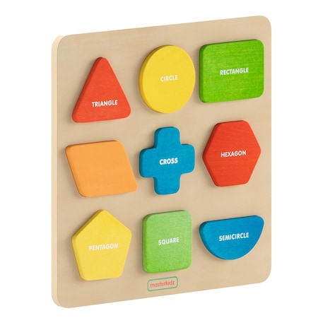 Flash Furniture Bright Beginnings Commercial Birch Plywood STEM Sorting Shapes & Colors Puzzle Board, Natural/Multi MK-MK00576-GG